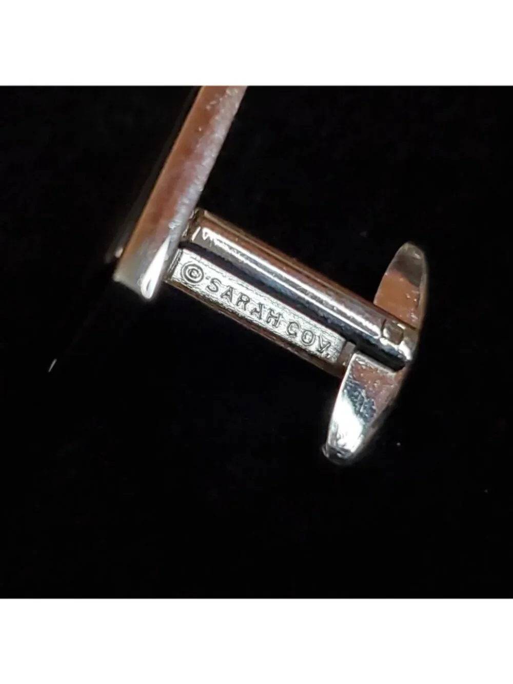Vintage Sarah Cov Mother Of Pearl Cufflinks Gray Pink Silver Tone 7/8